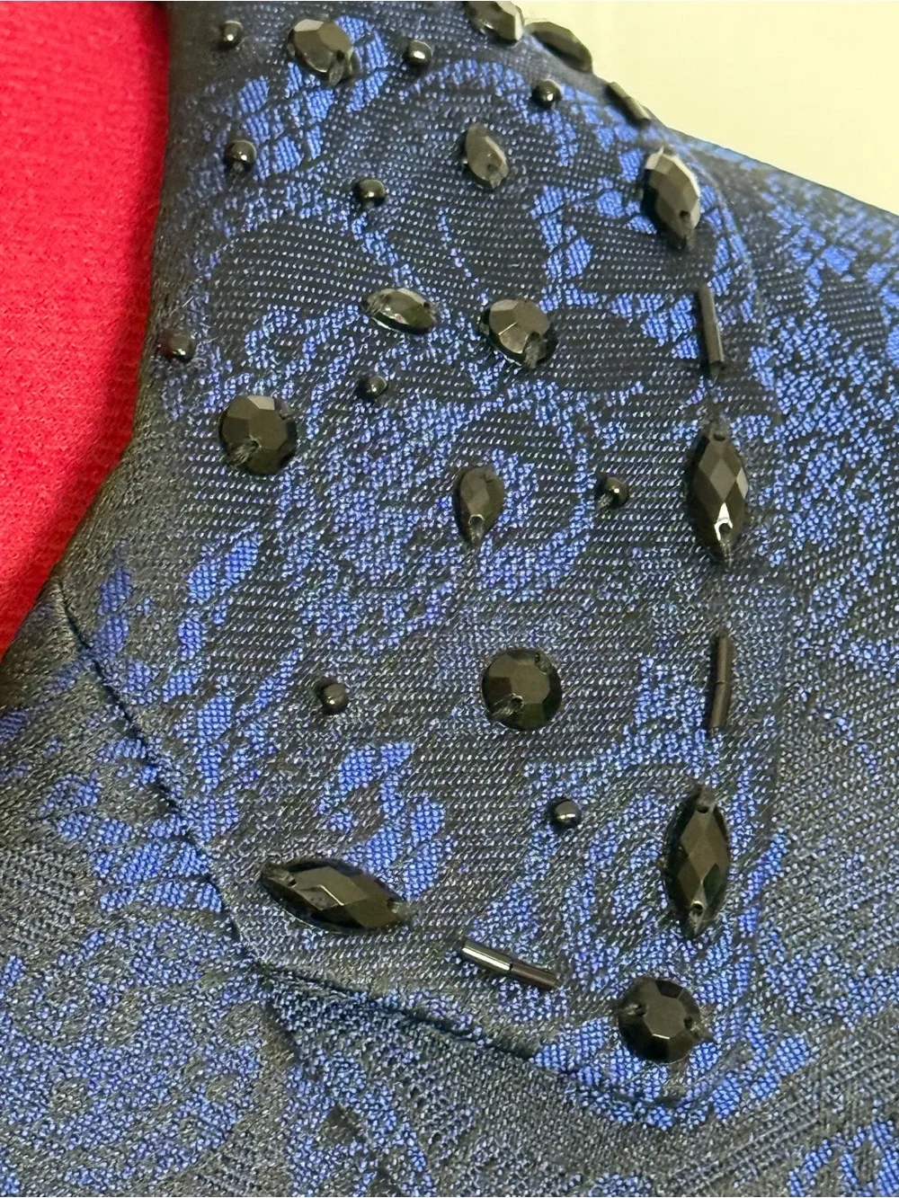 Tahari ASL Skirt Suit Size 16 Blue & Black Paisley 2-Piece Set Blazer & Skirt